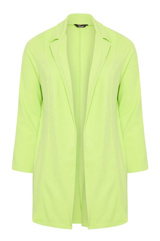 YOURS Curve Plus Size Lime Green Scuba Blazer | Yours Clothing 7