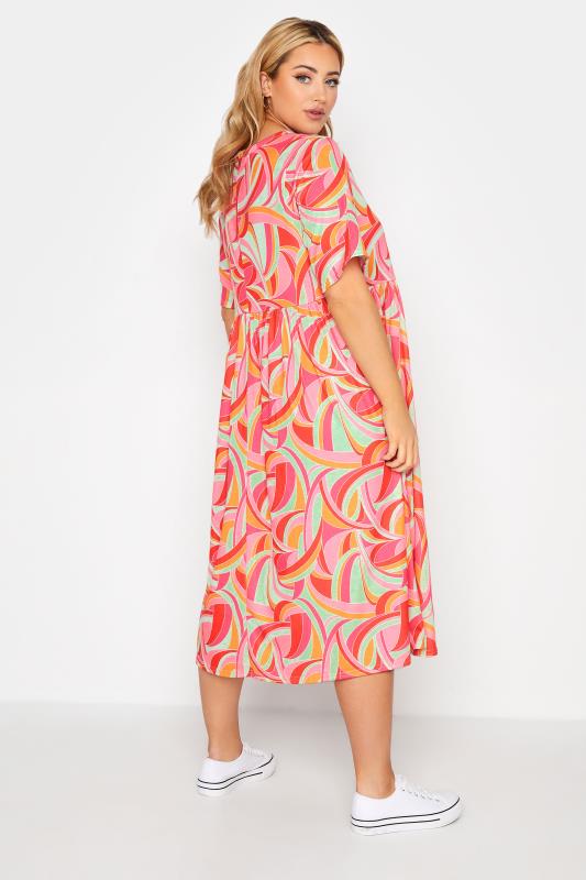 LIMITED COLLECTION Curve Bright Pink Abstract Print Midaxi Smock Dress_C.jpg