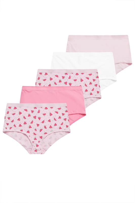  YOURS paquete de 5 bragas de cobertura completa con estampado de sandía rosa