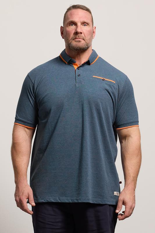 D555 Big & Tall Teal Blue Jacquard Polo Shirt | BadRhino 1
