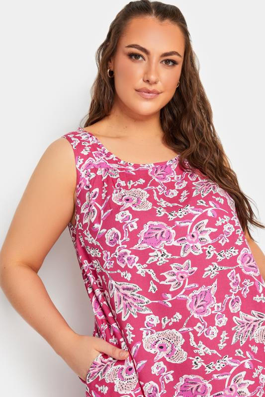 YOURS Curve Plus Size Pink Floral Swing Dress | Yours Clothing  4