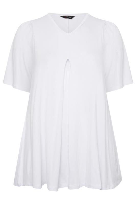YOURS Plus Size White Pleat Front Swing Top | Yours Clothing 6
