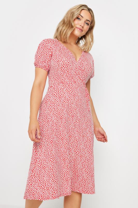 M&Co Red Ditsy Floral Wrap Dress | M&co 2