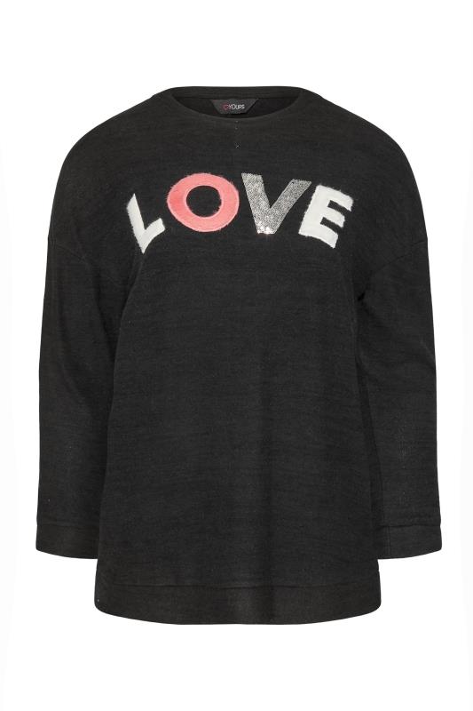 Curve Black Embellished 'Love' Slogan Knitted Jumper 6