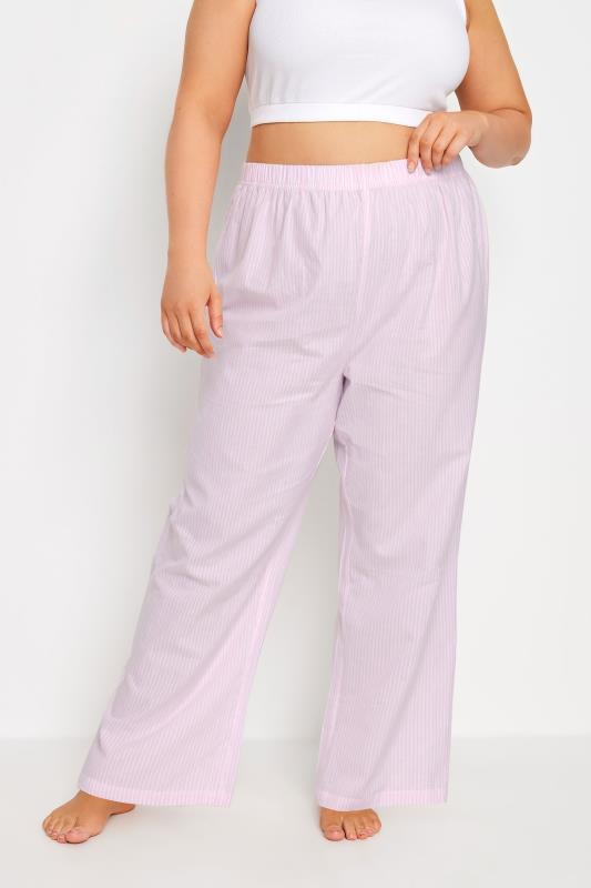 YOURS Plus Size Pink Stripe Pyjama Bottoms | Yours Clothing 1