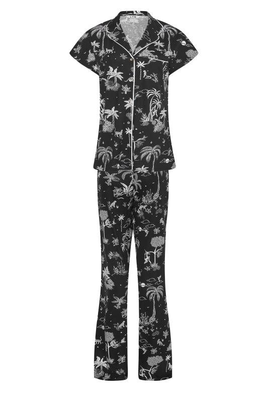 Tall Women's LTS Tall Black Jungle Print Cotton Pyjama Set | Long Tall Sally  6