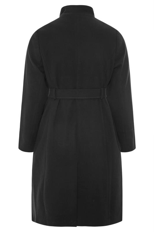 Plus Size Black Belted Wrap Coat | Yours Clothing 6