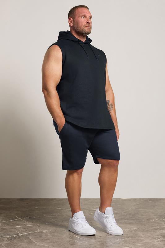 BadRhino Big & Tall Navy Blue Sleeveless Hoodie & Short Set