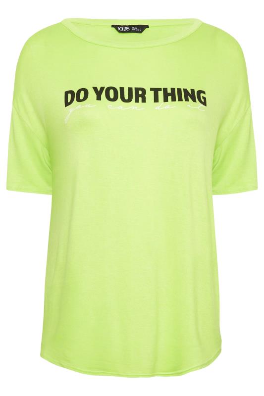 YOURS ACTIVE Plus Size Lime Green 'Do Your Thing' Slogan Top | Yours Clothing 6