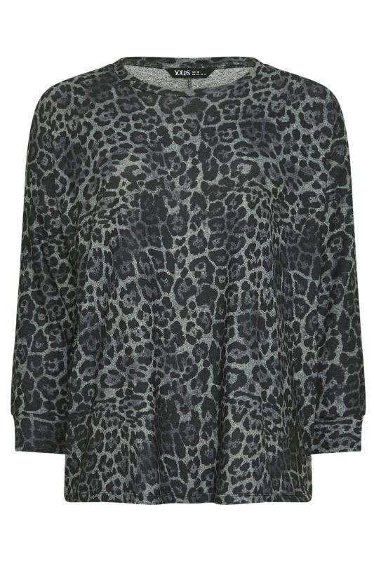 YOURS Plus Size Grey Leopard Print Jumper | Yours Clothing  5