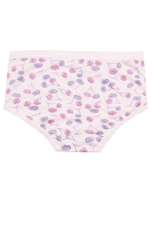 YOURS Curve Plus Size 5 PACK Black & Pink Painted Floral Print Full Briefs | Yours Clothing  5