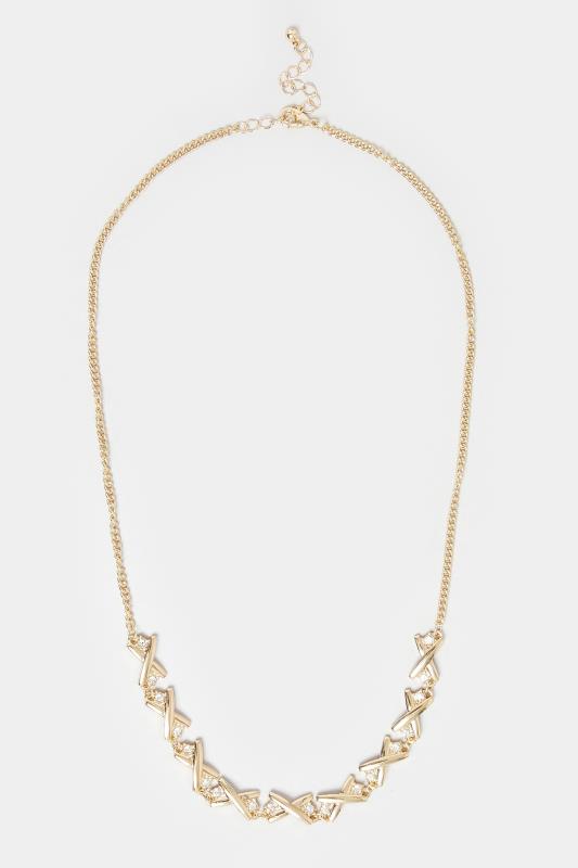 Gold Tone Cross Diamante Necklace | Yours Clothing 2