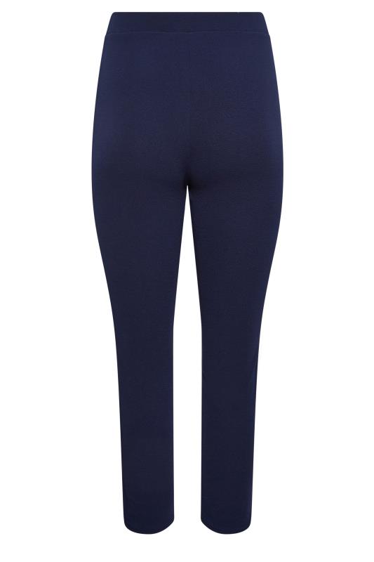 YOURS PETITE Plus Size Navy Blue Textured Slim Leg Trousers | Yours Clothing 5
