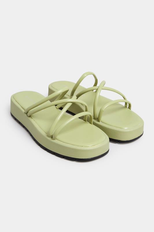 PixieGirl Sage Green Strappy Flatform Sandals In Standard Fit | PixieGirl 2
