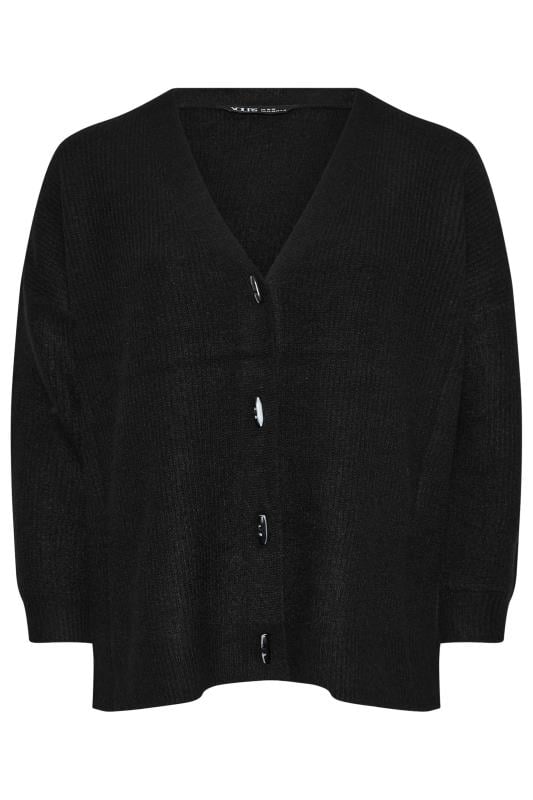 YOURS Plus Size Black Knitted Toggle Cardigan | Yours Clothing 6