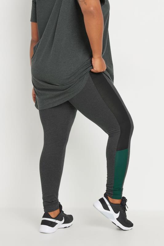 YOURS ACTIVE Plus Size Charcoal Grey Side Stripe Leggings | Yours Clothing 4