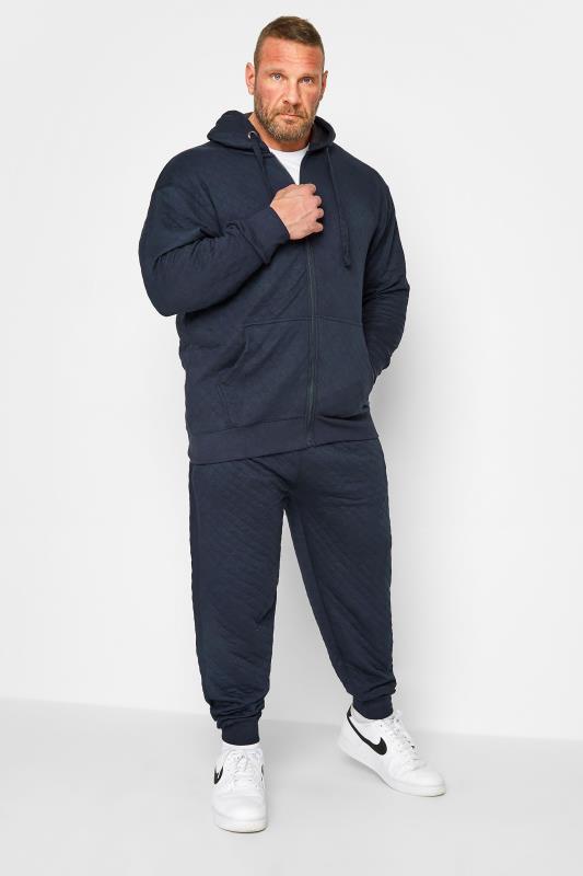 KAM Big & Tall Navy Blue Quilted Joggers | BadRhino 2