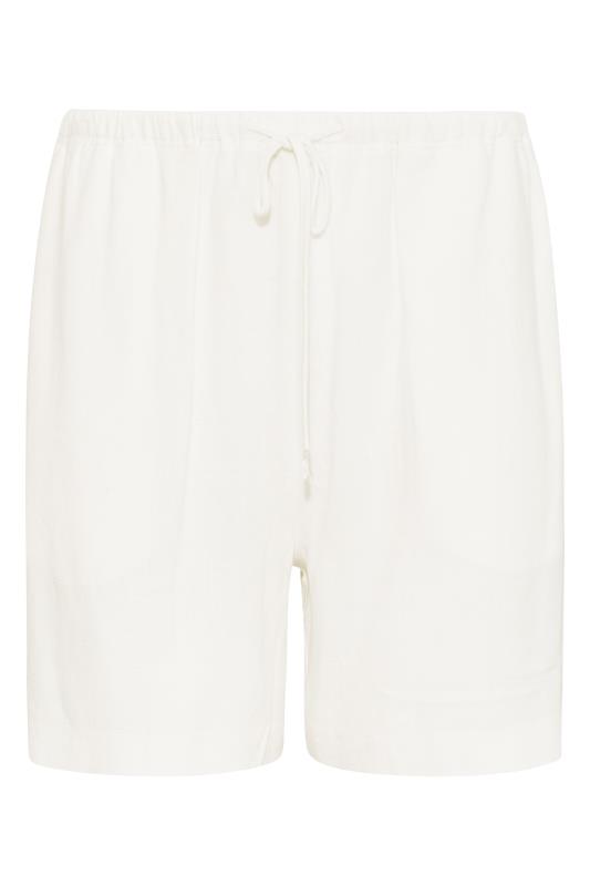 LTS Tall White Linen Blend Shorts 4