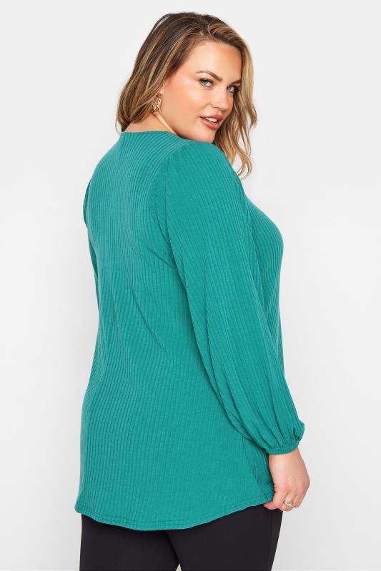 LIMITED COLLECTION Teal Balloon Sleeve Ribbed Top_C.jpg