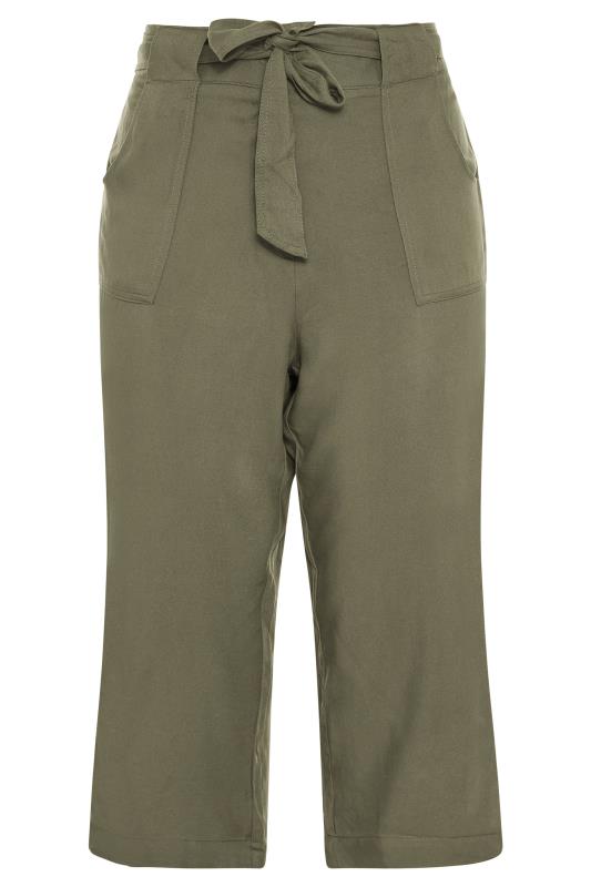 Curve Khaki Green Cropped Trousers 3