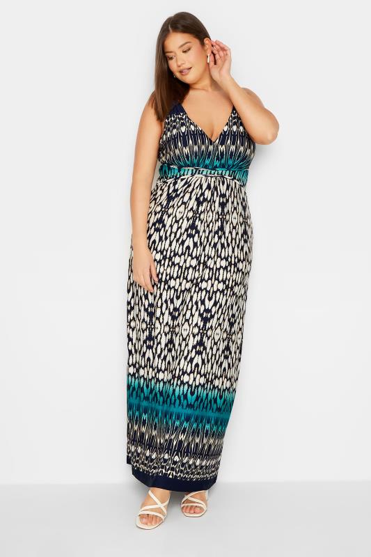 LTS Tall Women's Blue Aztec Print Maxi Dress | Long Tall Sally 1