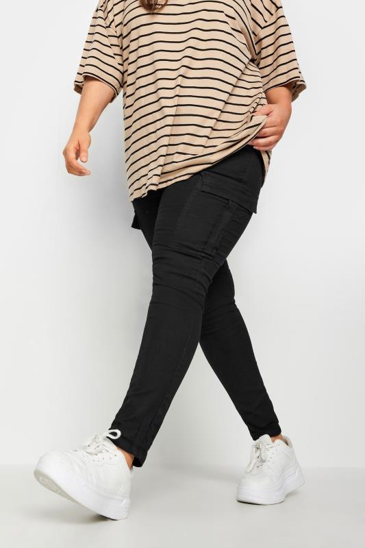 YOURS Plus Size Black Cargo GRACE Jeggings | Yours Clothing 2