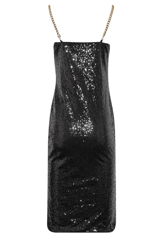 LTS Tall Black Sequin Chain Strap Mini Dress 7