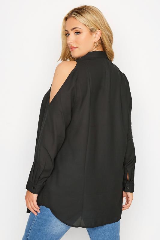 Plus Size Black Cold Shoulder Shirt | Yours Clothing 3