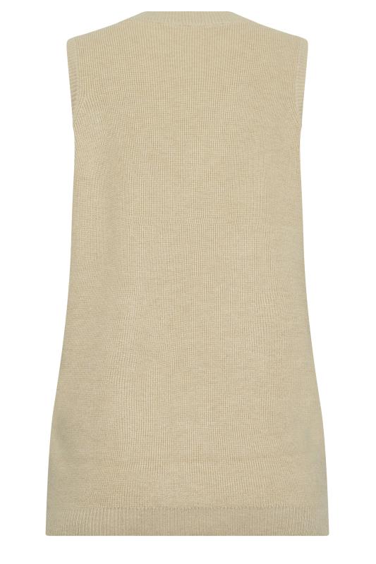 LTS Tall Women's Beige Brown V-Neck Knitted Vest Top | Long Tall Sally 7