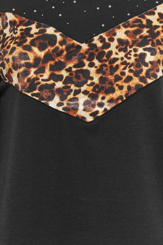 Curve Plus Size Womens Black & Leopard Print Chevron Jumper | Yours Clothing 5