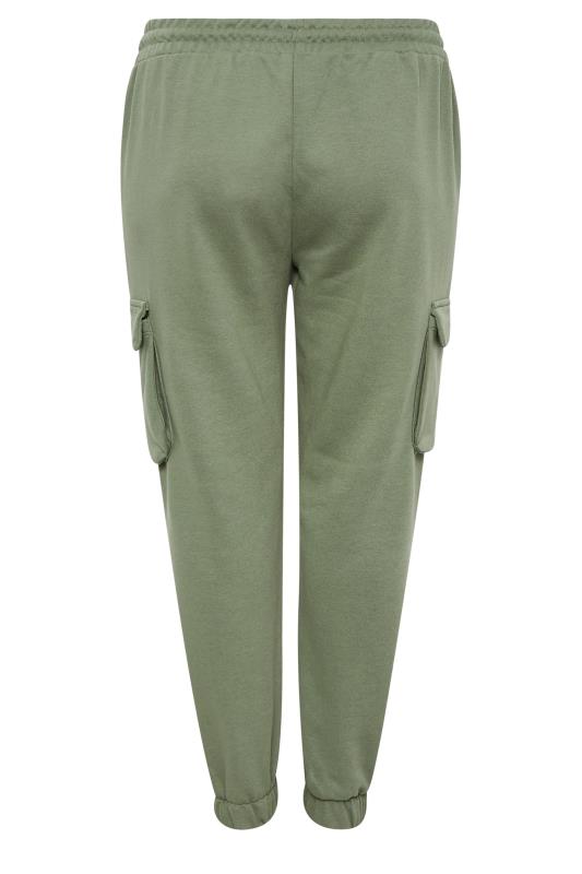 YOURS Curve Plus Size Khaki Green Cargo Joggers | Yours Clothing  7