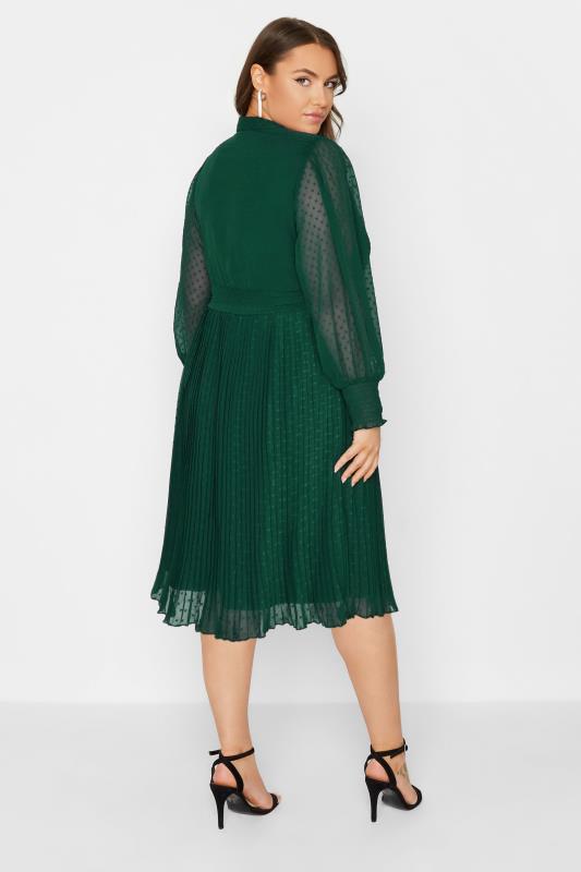 YOURS LONDON Curve Forest Green Dobby Pleat Shirt Midi Dress 3