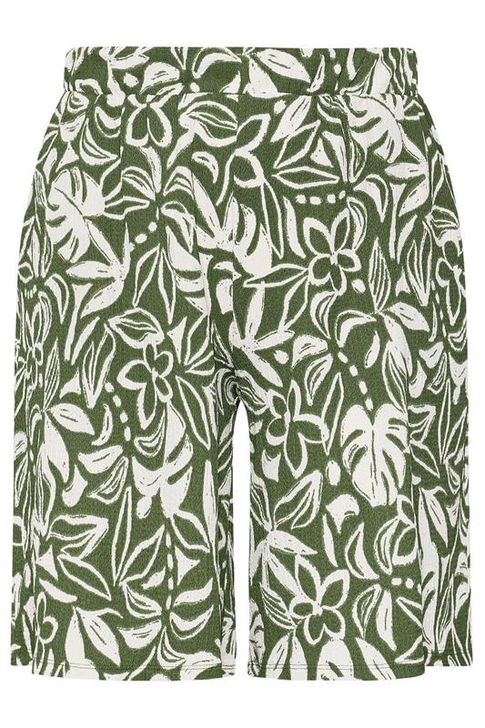 YOURS Plus Size Khaki Green Leaf Print Shorts | Yours Clothing 5