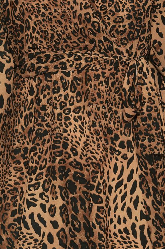 YOURS LONDON Curve Brown Leopard Print Wrap Dress 5