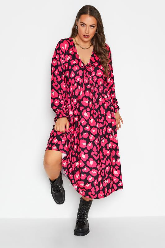LIMITED COLLECTION Plus Size Pink Animal Print Dress | Yours Clothing 1