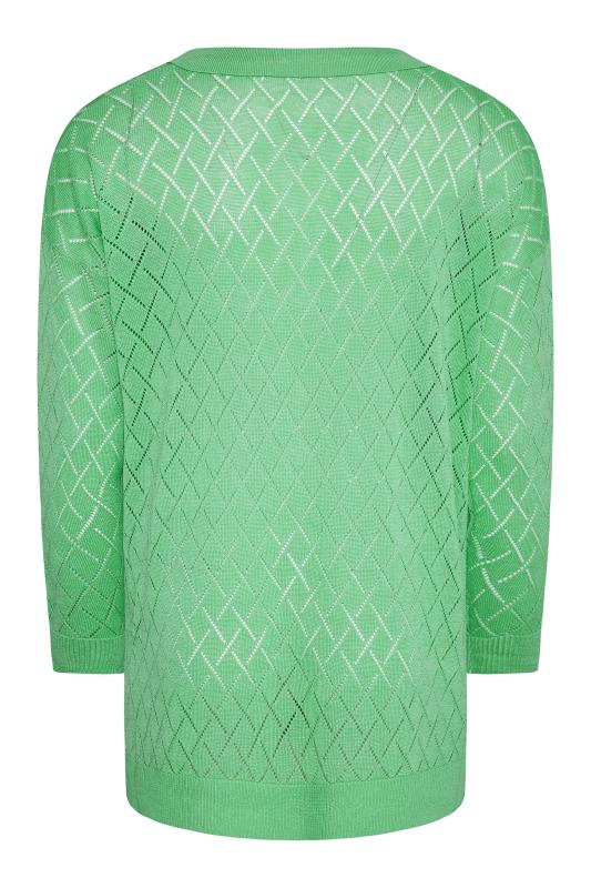 Plus Size Curve Green Pointelle Pattern Knitted Jumper | Yours Clothing 7