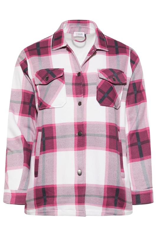 Curve Pink & White Check Shacket | Yours Clothing 7