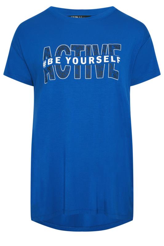 YOURS ACTIVE Plus Size Blue '#Be Yourself' Top | Yours Clothing 6