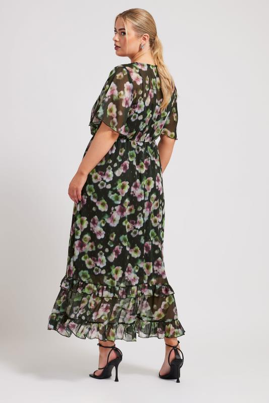 YOURS LONDON Plus Size Black Floral Print Maxi Smock Dress | Yours Clothing 4
