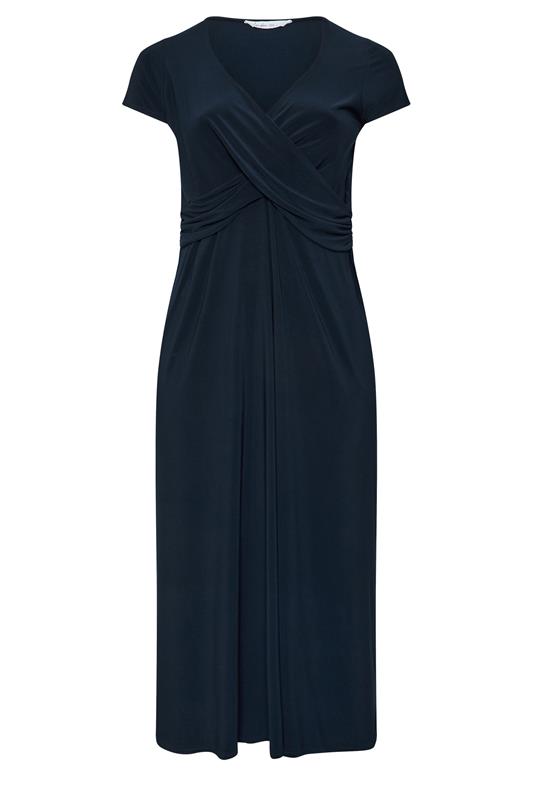 YOURS LONDON Plus Size Navy Blue Twist Front Dress | Yours Clothing 1