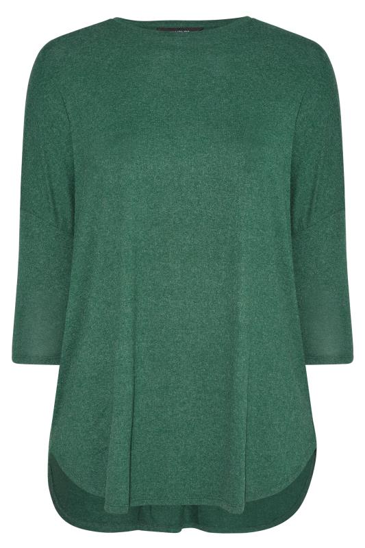 Plus Size Green Back Pleat Dipped Hem Top | Yours Clothing 5