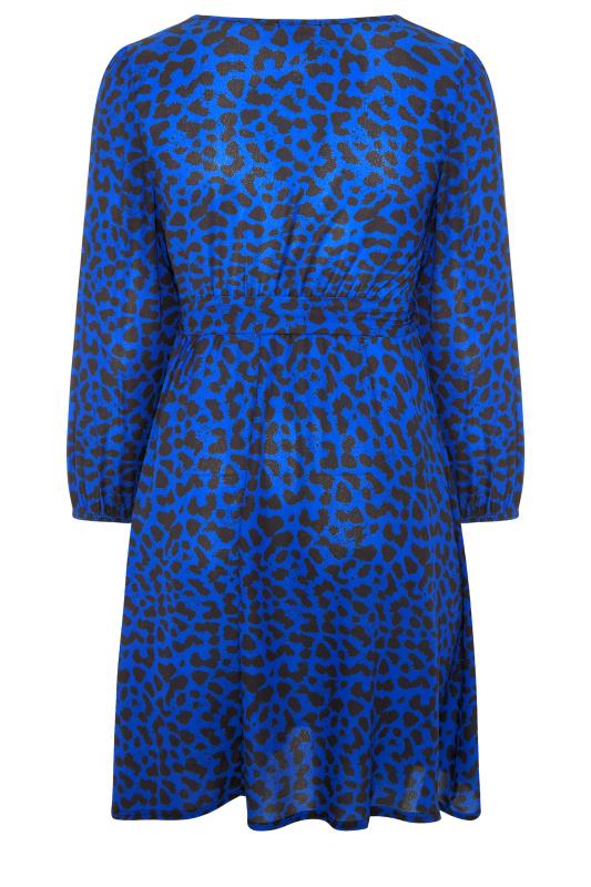 YOURS LONDON Plus Size Royal Blue Leopard Print Wrap Midi Dress | Yours  Clothing