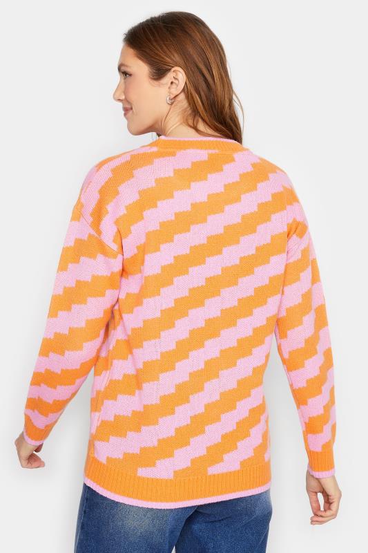 LTS Tall Orange & Pink Zig Zag  Jacquard Knit Jumper | Long Tall Sally  3