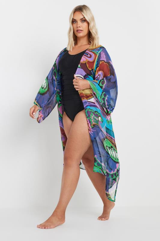 YOURS Plus Size Blue Abstract Print Beach Shirt | Yours Clothing 3