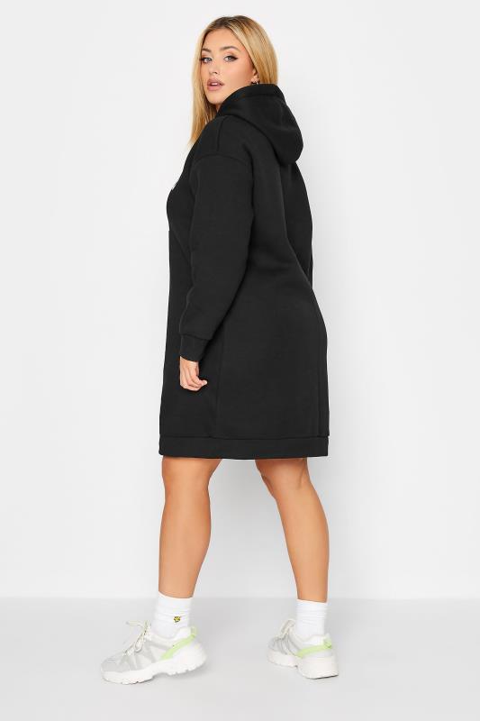 Plus Size Black 'Beverly Hills' Slogan Hoodie Dress | Yours Clothing 3