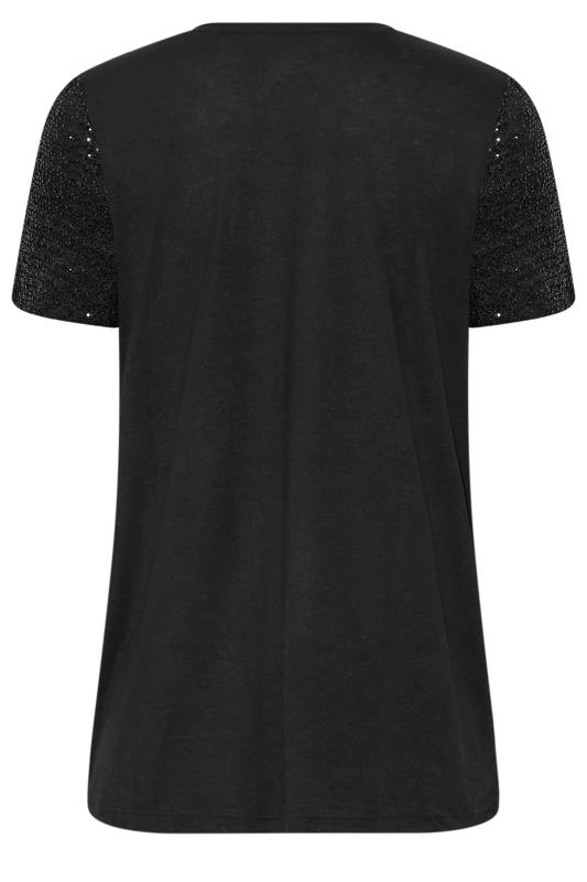 LTS Tall Black Sequin Embellished Boxy T-Shirt | Long Tall Sally 6