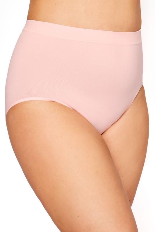 Pink Seamless Light Control High Waisted Full Briefs | Yours Clothing  2