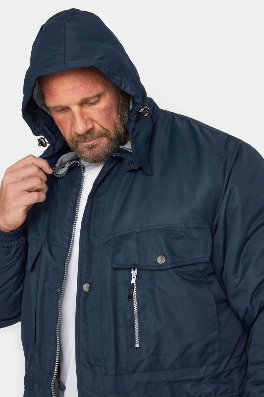 BadRhino Big & Tall Navy Blue Fleece Lined Hooded Coat | BadRhino 2