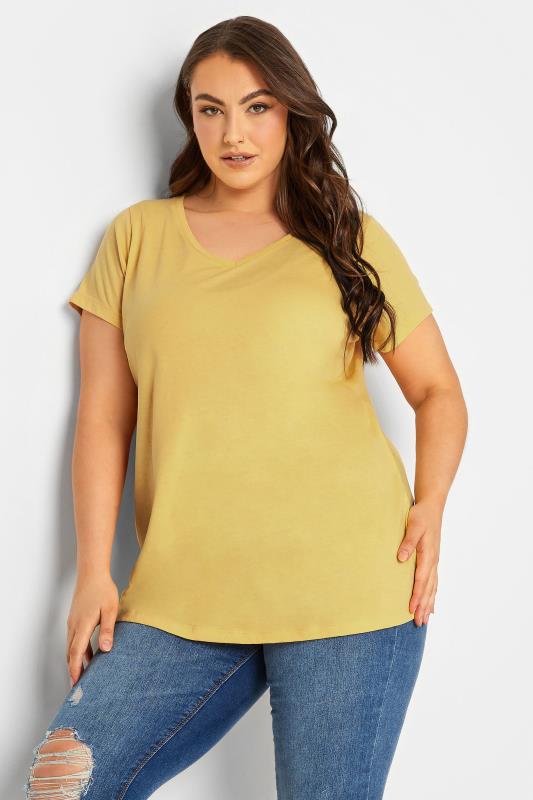 Plus Size  YOURS Curve Yellow Essential T-Shirt