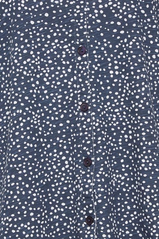 M&Co Navy Blue Spot Print Cotton Shirt | M&Co 6